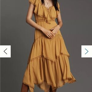 Elegant Mustard Layered Dress